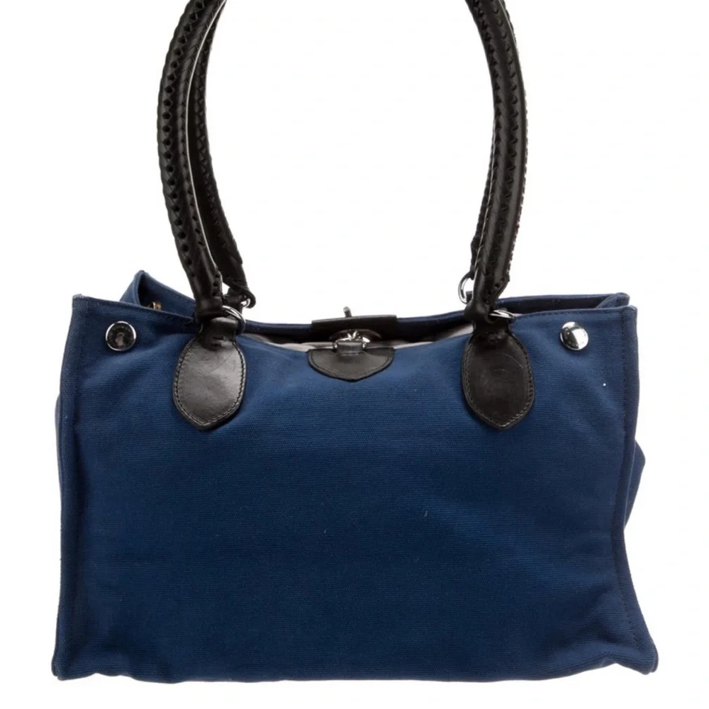 Sonia Rykiel Stylish Leatther Trim pet carrier Blue and Black bag